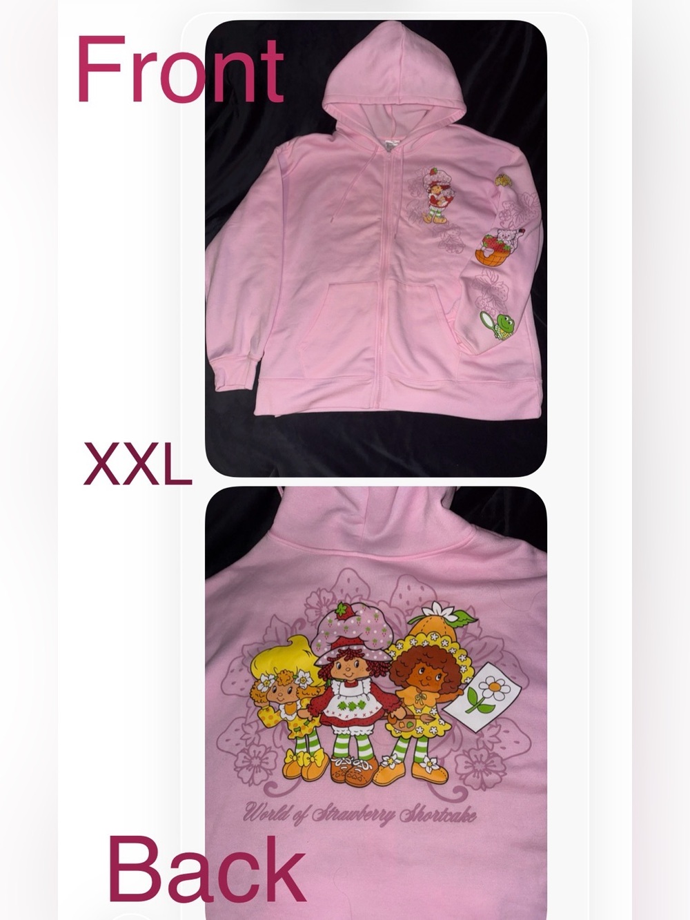 Women XXL Pink Strawberry Shortcake Character Full Zip Hoodie Classic Comfy Soft
